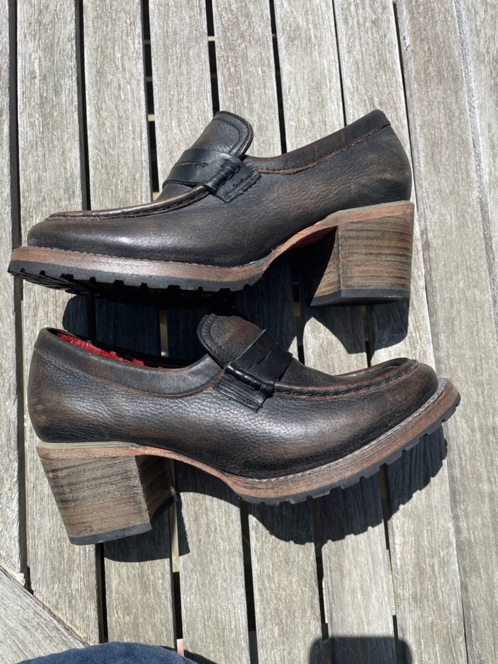 Freebird by Steven Sz 8 Bristol Brown Leather Block-Heel Loafers - Picture 9 of 12